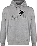 Hoodie Herren Pullover Männer - Skiurlaub Apres Ski - Snowboarding Herzschlag - schwarz - XL - Grau meliert - Pullover Herren Winter - JH001