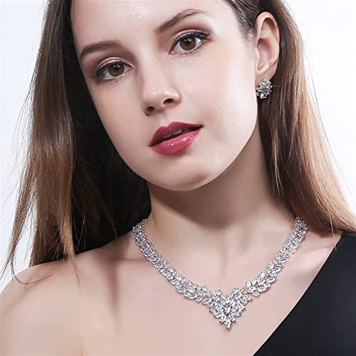Conjunto de collar y aretes de novia de cristal como regalo para bodas 5