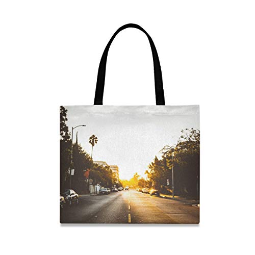 LUPINZ - Bolso de mano de lona con patrón de fondo rojo y puntos blancos para mujer, bolso de trabajo casual, multicolor, Talla única