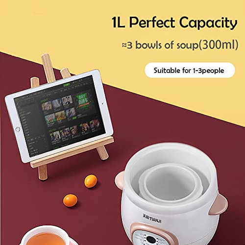 Tianji Electric Stew Pot, Ceramic Soup Porridge Cooker, Slow Cookers with Lid, 1L, White - Image 4