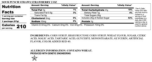 Sour Punch Straws Chewy Candy, Strawberry Flavored Sour Candy, 2Oz Tray (24 Pack) #TOP6