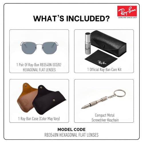 Image of Ray-Ban RB3548N HEXAGONAL FLAT LENSES Sunglasses w /Official Eyewear Kit