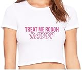 Knaughty Knickers Treat Me Rough Daddy Spank Dominate White Crop Tank Top