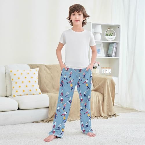 Pajama Pants Skiing Snowboarding Pattern Long Sleep Pants Lounge Bottoms4