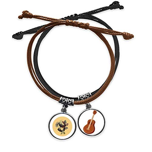 Pulsera cuerda mano cadena cuero guitarra planta hojas rosas agua