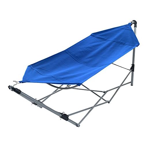 Pure Garden Portable Hammock with Stand-Folds and Fits into Included Carry Bag for Easy Travel-Perfect for Backyard, Pool, Beach, Hiking and More