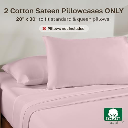 Soft Natural 100% Cotton Sateen Pillowcases Queen, 2-Pack, Pink by California Design Den - Used condition - Image 3
