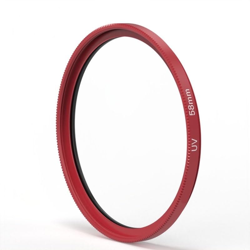 Película Protectora de Lente con Filtro UV, Marco Rojo, 49mm, 52mm, 55mm, 58mm, 62mm, 67mm, 72mm, 77mm(72mm)
