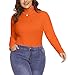 COOTRY Womens Plus Size Fleece Lined Turtleneck Mock Neck Tops Long Sleeve Thermal Shirts Base Layer Orange 5XL