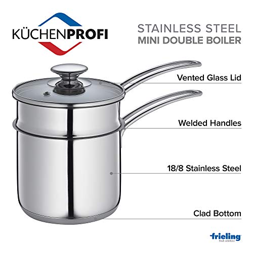 Kuchenprofi Bain Marie/Double Boiler Sandwich Base with Glass Lid, Silver, 15 cm