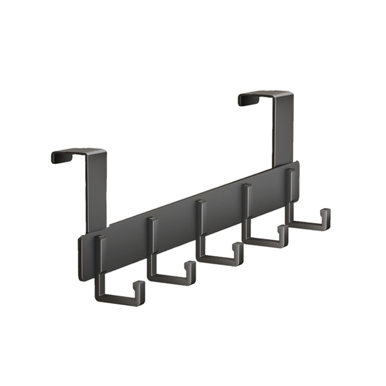 Asopfyum Black Over The Door Hook Hanger, Over Door Coat Hooks - 5 Hooks, Door Hook Is Used To Hang Coats, Coats, Jackets, Towels, Bags Or Various Other Items (Black)