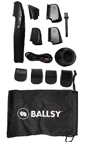 Ballsy B2 Balls & Body Trimmer for Men, Includes 2 Quick Change Heads, Waterproof, Cordless Charging Base for The Ultimate Close Shave