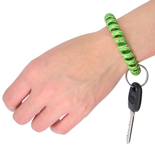 Qy 12Pcs New Version Bright Colorful Patterns Cloth Plastic Spiral Coil Wrist Band Key Ring Chain #TOP4