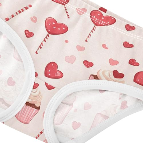Wusikd Cupcakes Girls' Underwear Cotton Heart Girls Briefs Soft Toddler Underwear 2T4