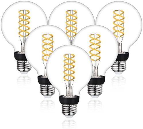 G25 LED Globe Edison Filament Edison Light Bulbs,Vintage Dimmable LED Filament Light Bulb E26, 6W Equivalent to 60W,Neutral White 4000K, G25 Glass Edison Style for Bathroom Makeup Mirror 6 Pack