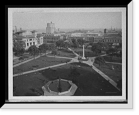 Historic Framed Print, Plaza and harbor, Pensacola, Fla., 17-7/8