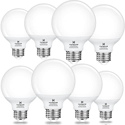 hansang 8 Pack G25 LED Globe Light Bulbs 4000K Natural Daylight, E26 Base Bathroom Light Bulbs, 60W Incandescent Equivalent, Vanity Mirror Round Light Bulbs, 500LM, Non-Dimmable hansang 8 Pack G25 LED Globe Light Bulbs 4000K Natural Daylight, E26 Base Bathroom Light Bulbs, 60W Incandescent Equivalent, Vanity Mirror Round Light Bulbs, 500LM, Non-Dimmable