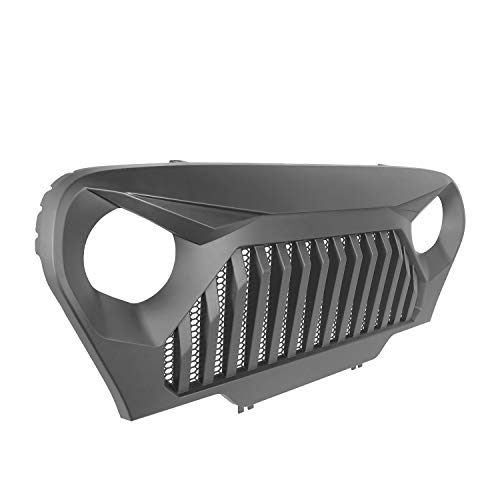 Hooke Road Wrangler Tj Grill Cover Front Vader Grille W/Mesh Inserts Compatible With Jeep Wrangler Tj Lj 1997-2006 (Angry Bird Matte Black) #TOP4