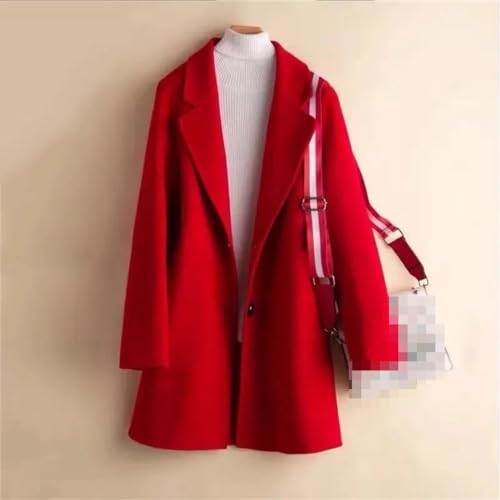 Vsadsau Women's Cashmere Coat Autumn And Winter Mid-Length Solid Color Single-Breasted Jacket4