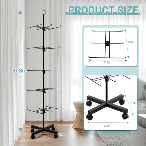 Image of Flenpptly Retail Display Stand Rotating Display Rack 5 Tier Spinning Display Stand for Craft Shows, Jewelry, Keychain, Earring Adjustable Height Retail Display Racks (5-Tier Black)