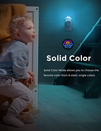 Image of L LOHAS LED Dinosaur Night Light for Kids, Nightlight Plug in, Dusk-to-Dawn | Stegosaurus LED Night Lights Plug into Wall, RGB+Soft White 3000K, 3 Lighting Modes, Ideal for Nursery, Room Decor, 1 Pack