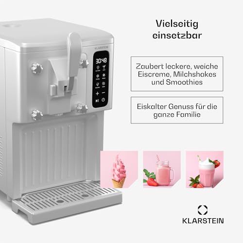 Klarstein SweetSwirl Eismaschine - 3-in-1 Für Eiscreme, Milchshakes & Smoothies, 1,5 L Tank, Touch-Display, Keep-Cool Modus, Reinigungsfunktion, Weiß – Bild 4