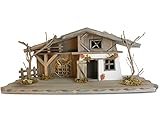 Riffelmacher Weihnachtskrippe Hochseilalm - 60x21x23cm | Holz Krippenstall...