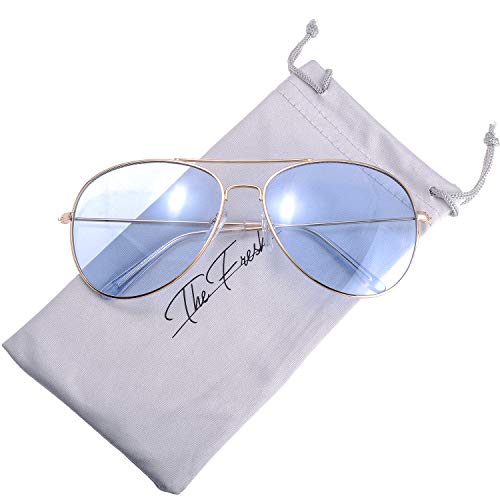 Image of The Fresh Classic Aviator Frame Light Color Lens XL Oversized Sunglasses Gift Box