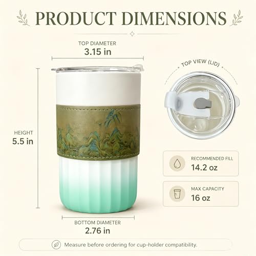 Mug de cerámica para viaje con tapa y manga, 14.2 oz miniatura 4