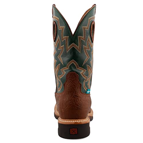 Image of TWISTED X Men's Lite Cowboy Workboot, Color: Distressed Shoulder /Green, Size: 14, Width: D (MLCSW01-14-D0