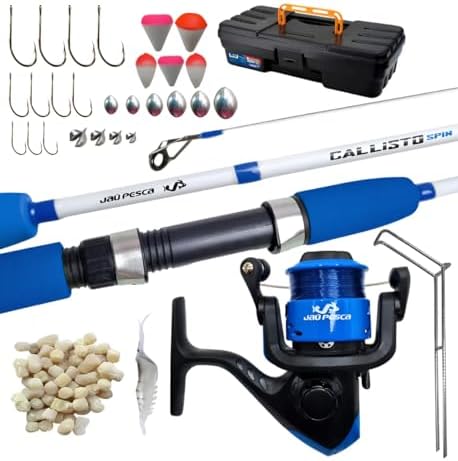 Kit de Pesca Completo Vara 2 Partes - Molinete JP250, Isca Artifi...