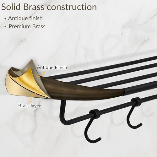 Image of Plantex Smero Pure Brass 24 inch Towel Rack for Bathroom /Towel Stand /Hanger /Towel Holder /Towel Bar /Bathroom Accessories - Contrive (Rich Antique)