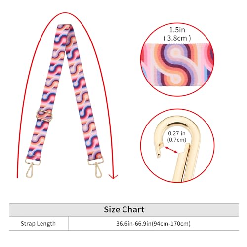 Image of ZOOEASS Wide Shoulder Strap Adjustable Replacement Belt Guitar Style Crossbody Bag Handbag Strap Multicolor Canvas Straps(Wide:1.5in)(Color45)