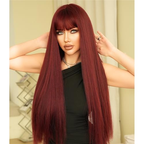 Perruque naturel Qi Bangs avec volume moelleux et fibres lisses haute qualité