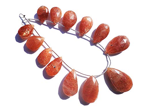 Pierre de soleil naturelle de qualité B taillée en poire pour bijoux fins