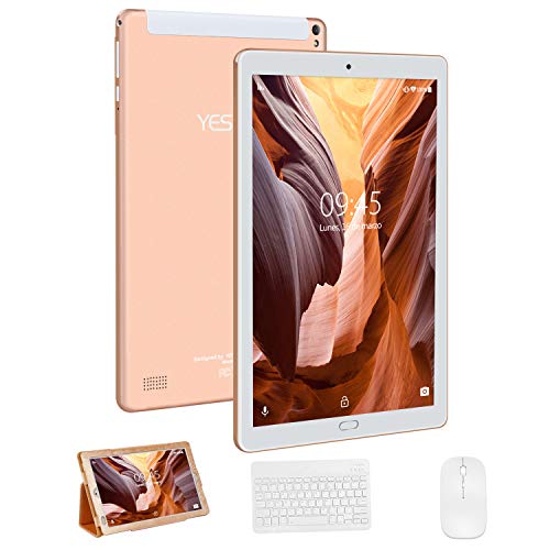 Tablet 10 Pulgadas YESTEL Android 8.0 Tablets con 3GB RAM & 32GB ROM y 4G LTE Dual SIM Call, 5.0 MP + 8.0 MP HD la Cámara y 8000mAH-Dorado