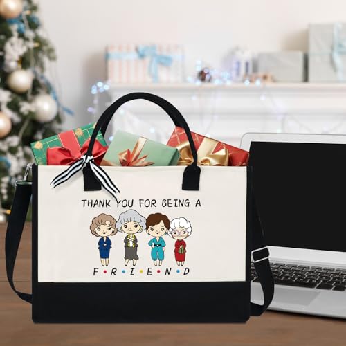 Image of Golden Girls Double Sided Canvas Tote Bag with Zipper, Friend Gifts for Women Thank You Gift for Friends, Friendship Gift for Friends Bestie Soul Sisters BFF, Birthday Christmas Gifts for Friends