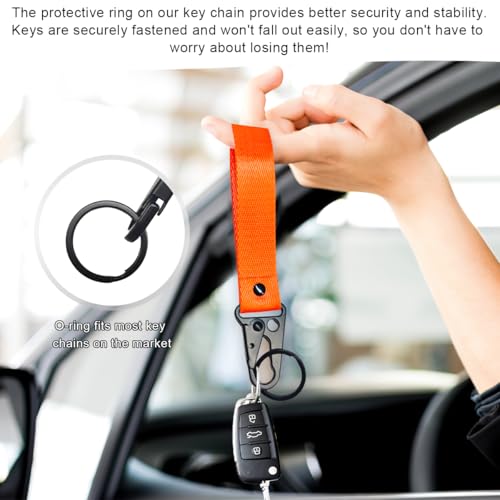 Image of Wevdn Car Key Chain, Fabric Metal Practical Multifunctional Motorcycle Keychain, Anti-Lost Keychain with O-Ring for Men Women (Orange)