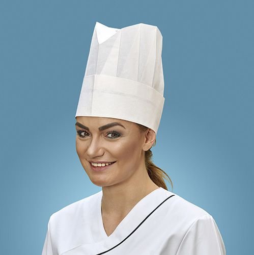 10 Kochmützen, Krepp 25 cm weiss "Provence" Größenverstellbar Cover