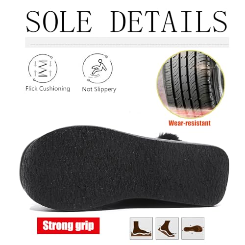 Women's Genuine Leather Platform Wedge Ankle Boots with Side Zipper Warm Fur Lined Fashion Comfortable Round Toe High Heel Snow Boots Winter Outdoor Walking Dress Bootie4