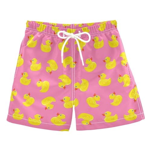 Yellow Duck Boys Swim Trunks Summer Drawstring Toddler Pink Swim Board Shorts Boys Bathing Suit Beach Vacation S