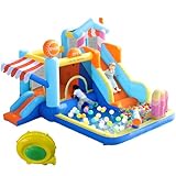GYQSSD Kinder-Hüpfburg, multifunktionaler Outdoor-Wasserpark + Trampolin, Wasserrutsche, kleine...