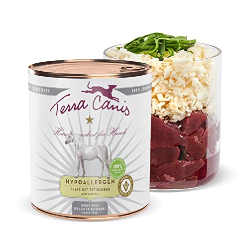 Terra Canis Pferd mit Tobinambur - Hypoallergen Nassfutter, 800g I Premium Hundefutter in 100% Lebensmittelqualität Aller Rohstoffe I Allergenarm, Getreide & glutenfrei