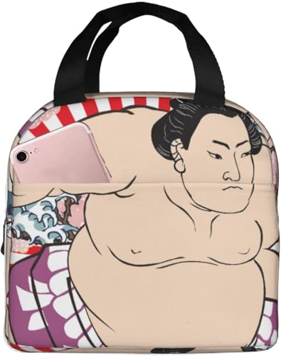ランチバッグ 相撲 大相撲 浮世絵 和風 お弁当袋 おしゃれ通勤 通学 旅行に適合 男女兼用