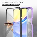 Samsung Galaxy A14 4G / 5G Case with Built-in Screen Protector, 360 Full Body Protective Cover Heavy Duty Anti-Scratch Shockproof Slim Silicone Bumper Clear Phone Case for Samsung A14 6.6" Purple - Image 2