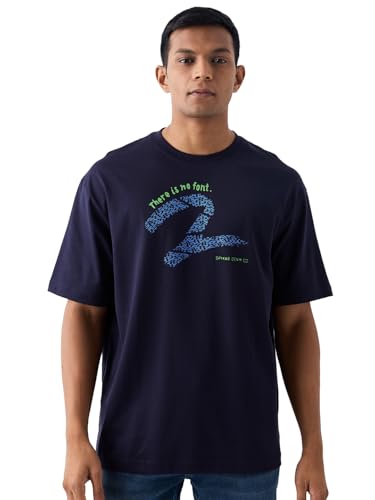 Image of Spykar Men's Oversized Round Neck Half Sleeve Solid Casual T-Shirt