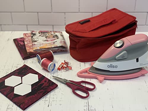 Image of Yazzii Iron Storage Case - Iron Protective Cover - Travel Iron Holder with Handle & Zipper Closure - Iron Carrying Storage Bag - Dustproof & Easy to Carry Red