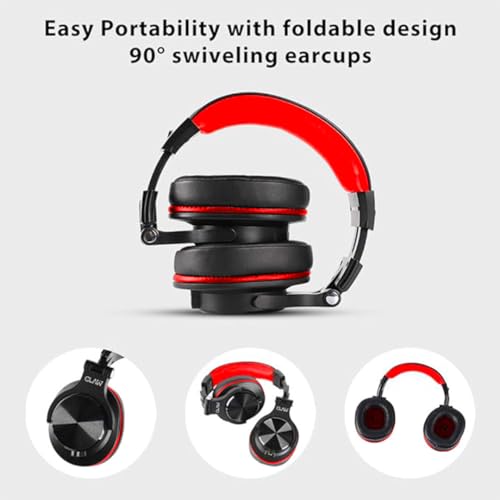 Image of CLAW SM50 PRO Professional Studio Monitoring DJ Wired Headphone with Protein Leather Cushions | 2 Detachable Cables (2.8m Coiled & 1.2m Straight Cable with Mic and in Line Control) Black and Red