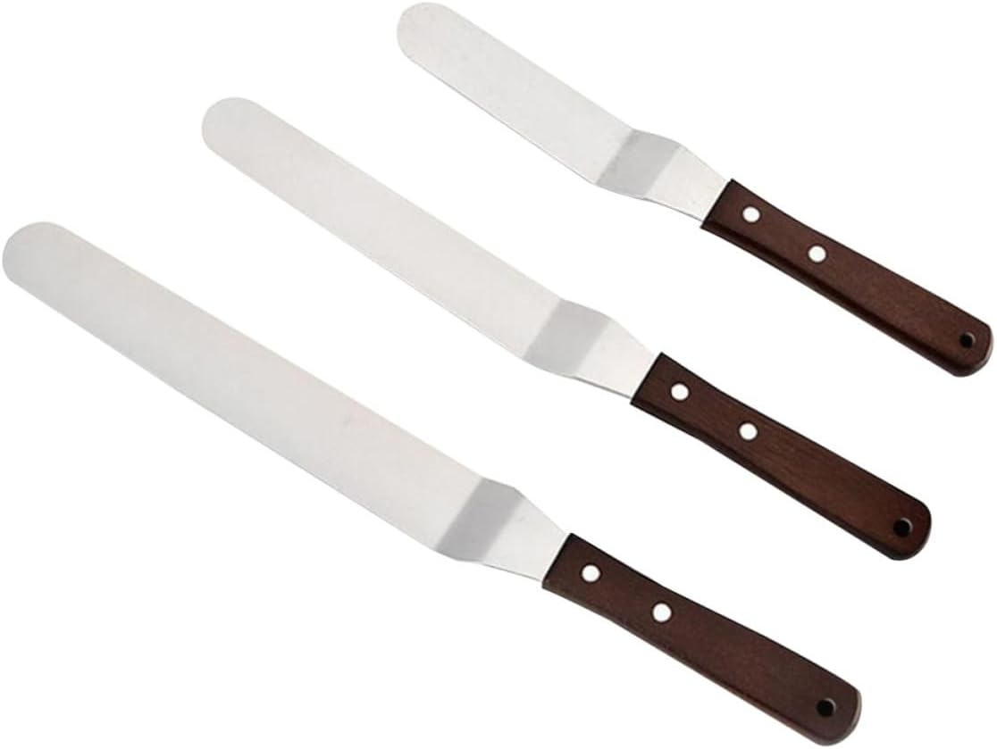 Cake Spatula for Icing Stainless Steel with Wooden Handle 3pcs