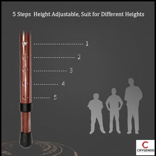 Image of Crysendo Height Adjustable Portable Walking Stick Chair with LED for Elders | Durable & Folding Cane Stool | Easy to Carry Chair Travel Hiking Hand Stick Cum Stool (Battery Included, Brown)